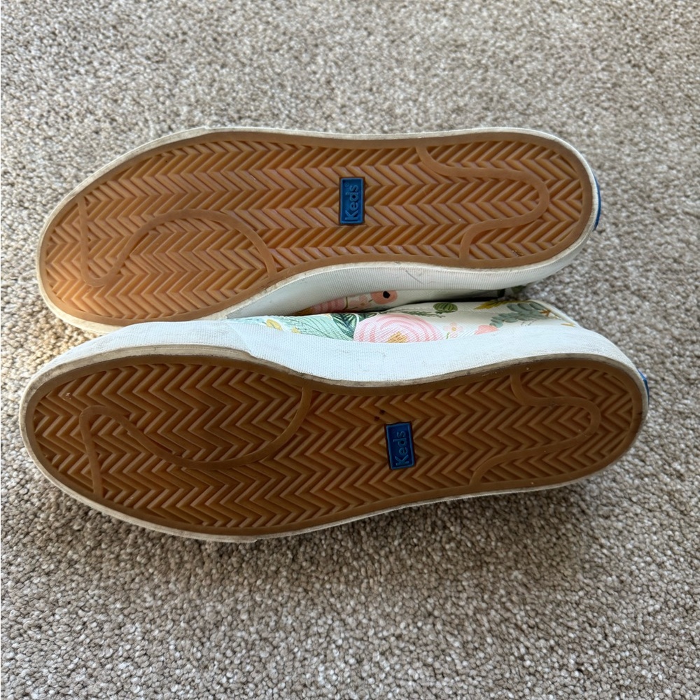 Keds Floral Canvas Sneakers in White with Pink, Yellow and Green Accents - Picture 6 of 8